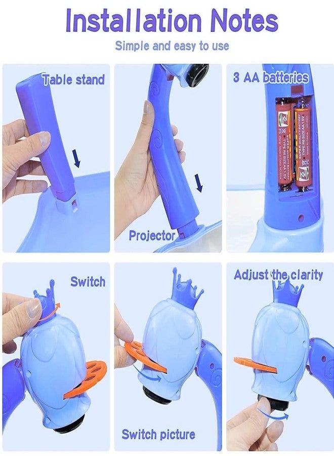 Braintastic Kids Projector Drawing Table with Light & Music | Educational Art & Tracing Toy with Patterns and Color Pens | for 3+ Years Boys & Girls (Blue) - Image 5